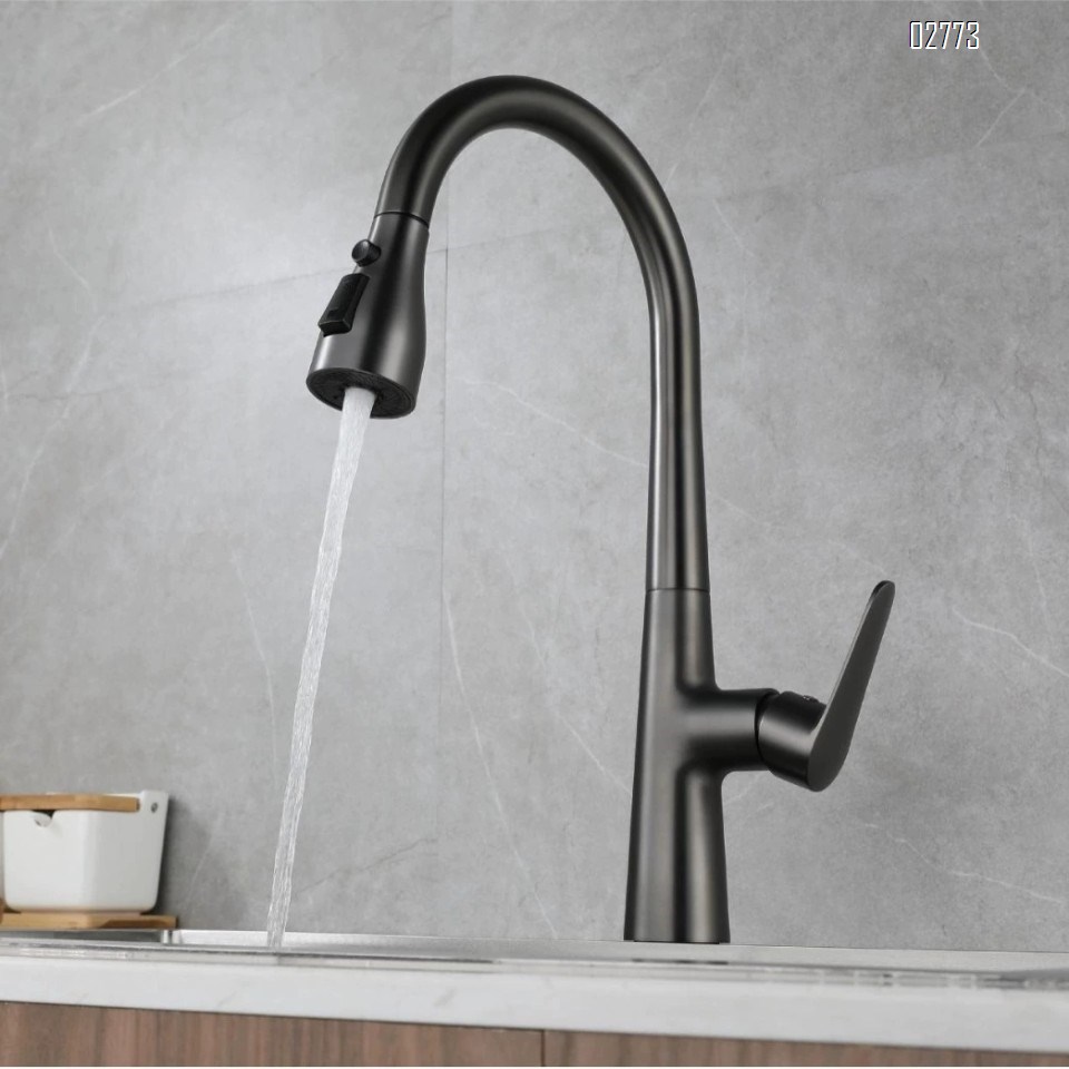 Multi-mode Zinc alloy pull-down rotating splash-proof kitchen faucet for home kitchen cold and hot water faucet