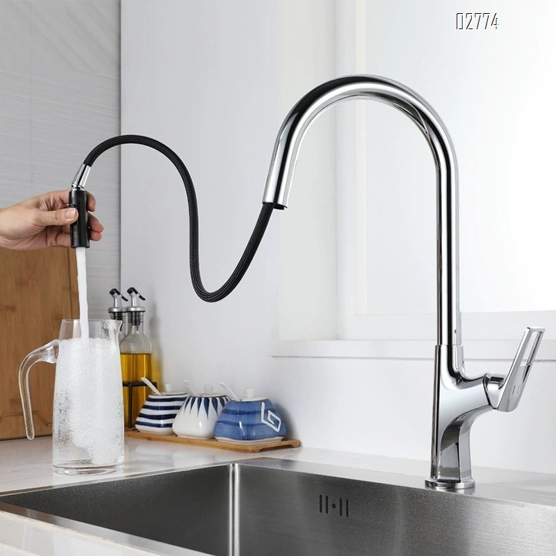 Pull-down Zinc alloy multi-mode kitchen faucet with cold and hot spray head for sink and wash basin faucet