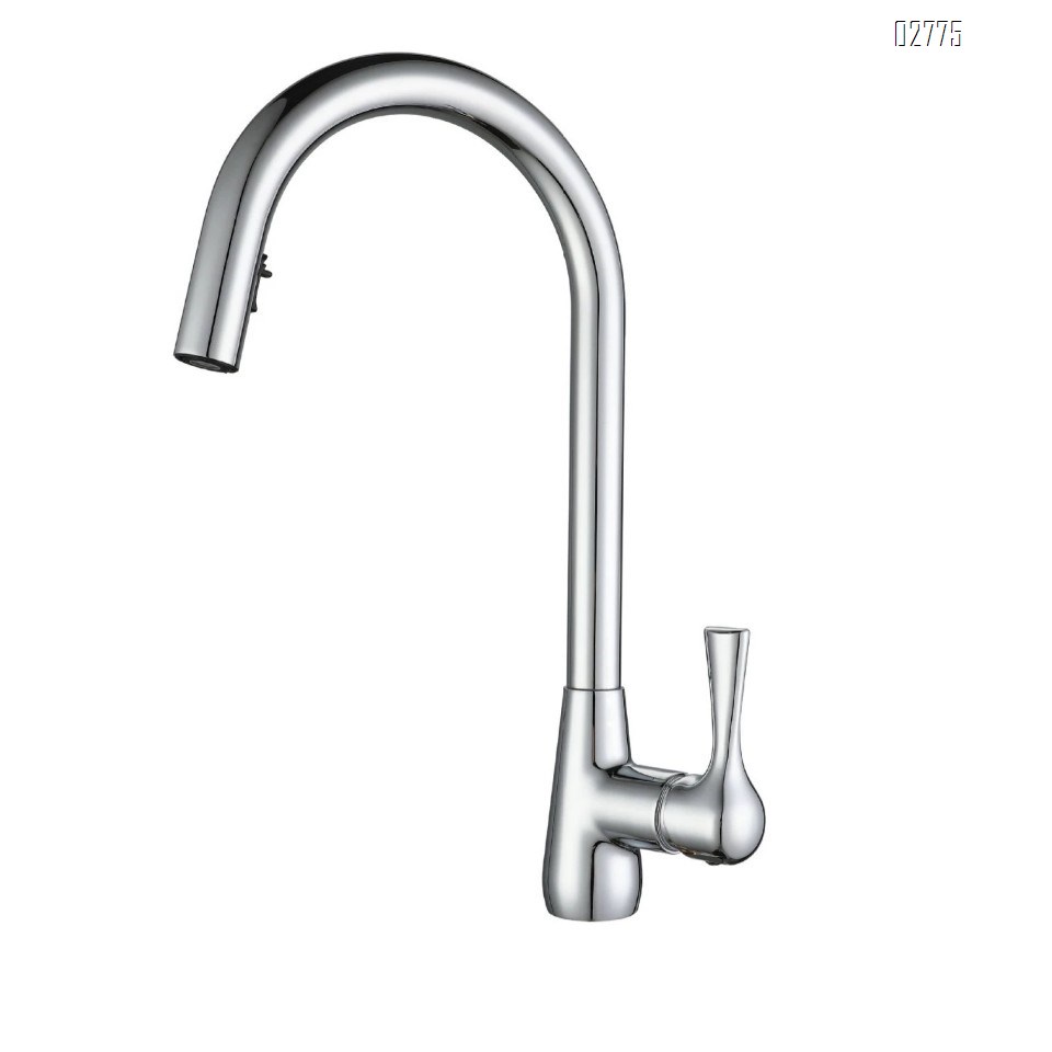 Zinc Alloy Pull-down kitchen faucet in gunmetal gray home water sink with rotatable cold and hot Brushed finish tap