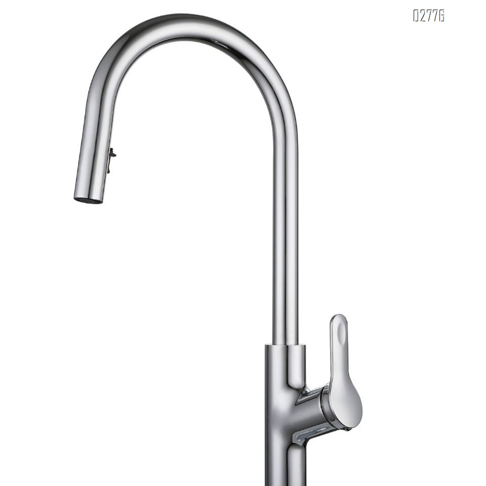 Zinc Alloy pull-down Kitchen Faucet Gun Gray with hot and cold water tap for washing dishes home use rotating pressure increase