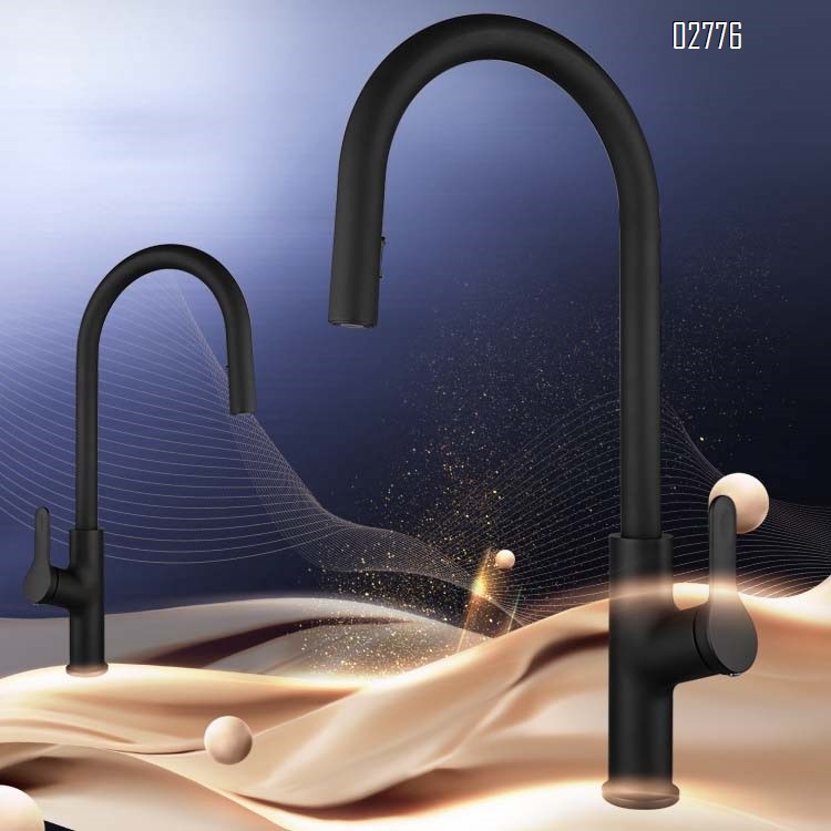 Zinc Alloy pull-down Kitchen Faucet Gun Gray with hot and cold water tap for washing dishes home use rotating pressure increase