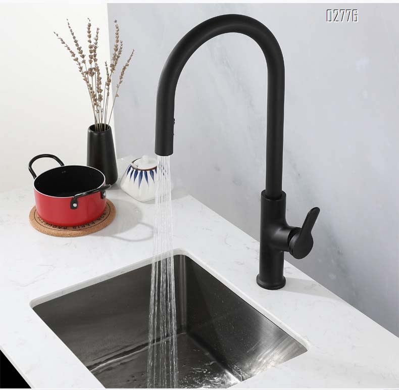 Zinc Alloy pull-down Kitchen Faucet Gun Gray with hot and cold water tap for washing dishes home use rotating pressure increase