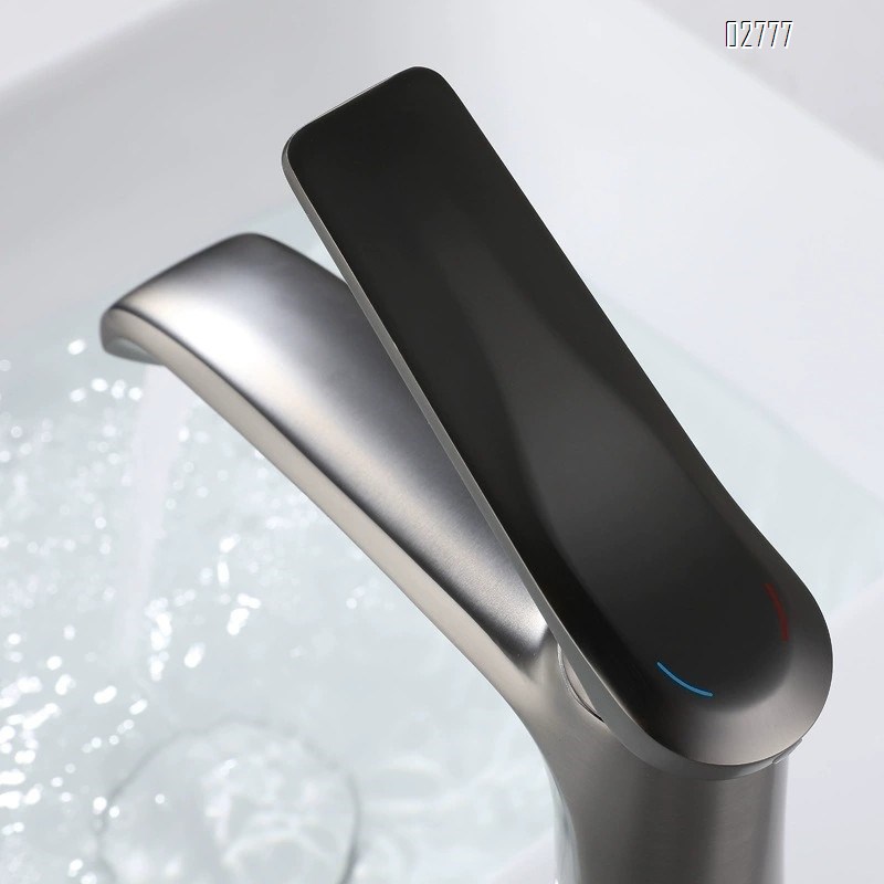 Brass basin Faucet with gunmetal gray cold and hot water faucet Brushed finsh for bathroom vanity top wash basin for home balcony