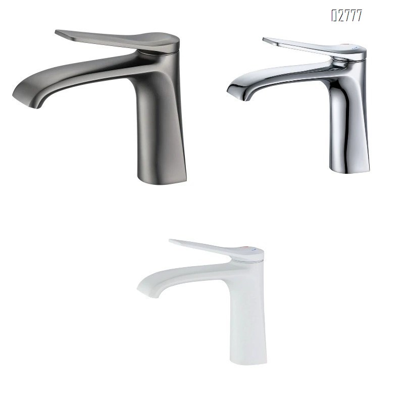 Brass basin Faucet with gunmetal gray cold and hot water faucet Brushed finsh for bathroom vanity top wash basin for home balcony