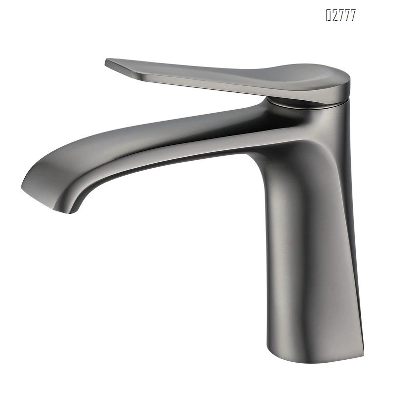 Brass basin Faucet with gunmetal gray cold and hot water faucet Brushed finsh for bathroom vanity top wash basin for home balcony