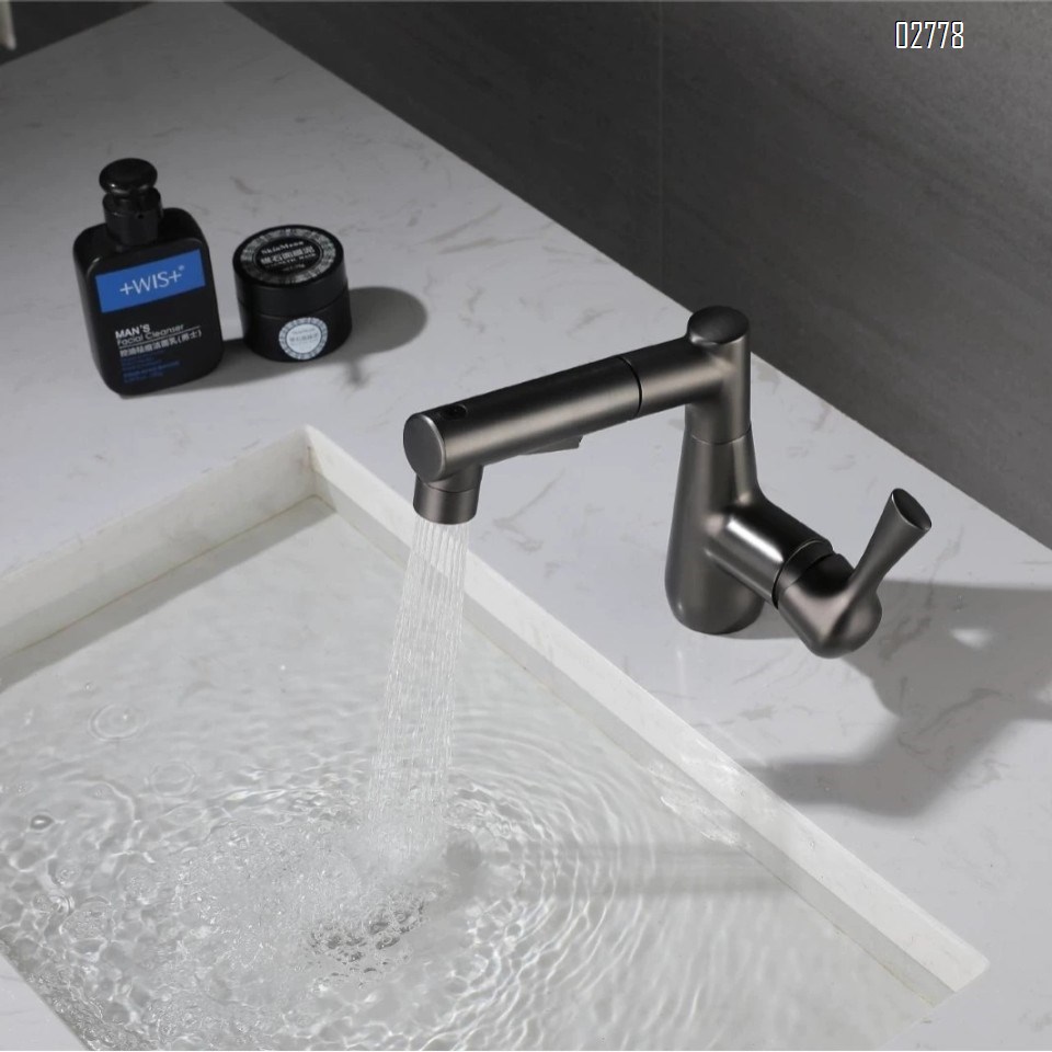 Zinc Alloy Pull-out multi-functional lifting faucet cold and hot faucet bathroom gunmetal gray wash basin wash basin faucet