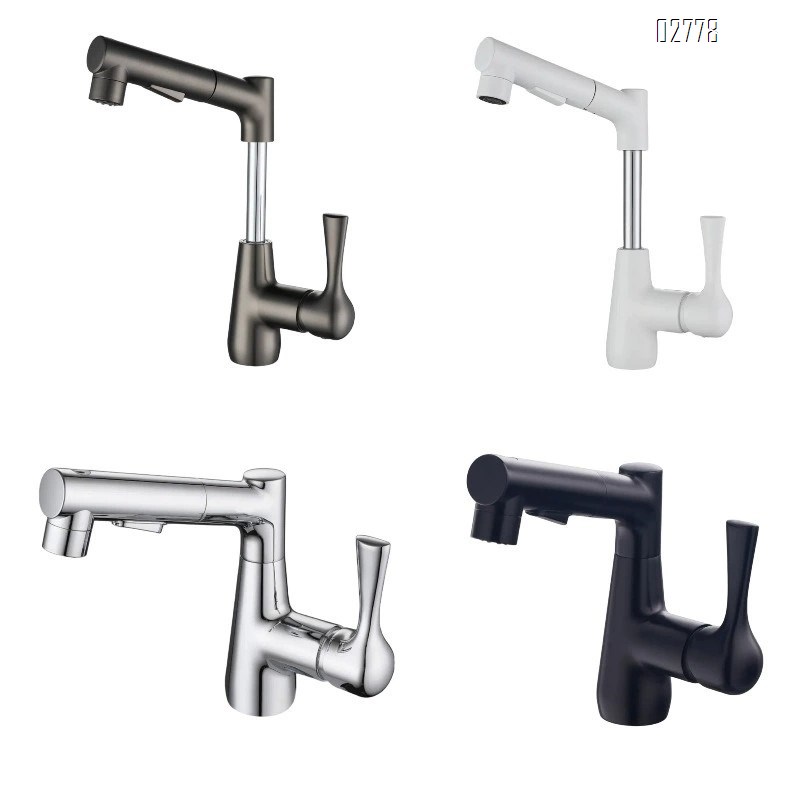 Zinc Alloy Pull-out multi-functional lifting faucet cold and hot faucet bathroom gunmetal gray wash basin wash basin faucet