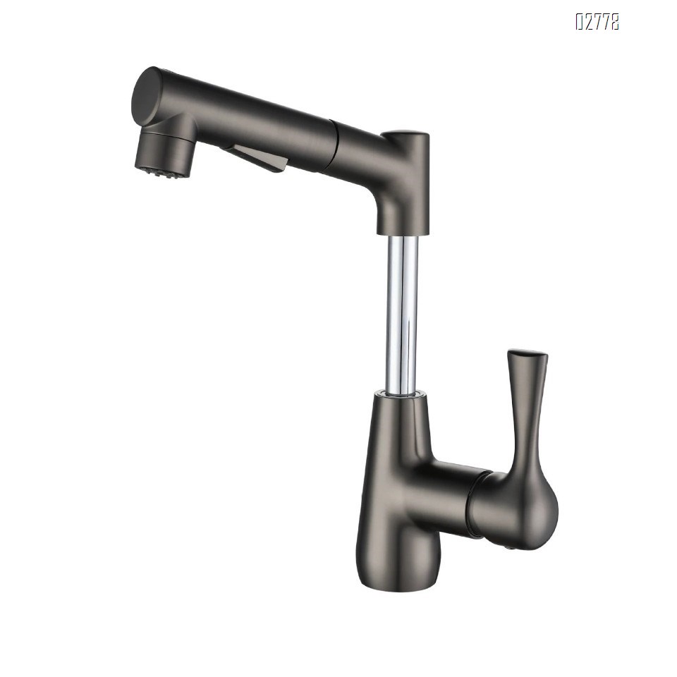 Zinc Alloy Pull-out multi-functional lifting faucet cold and hot faucet bathroom gunmetal gray wash basin wash basin faucet