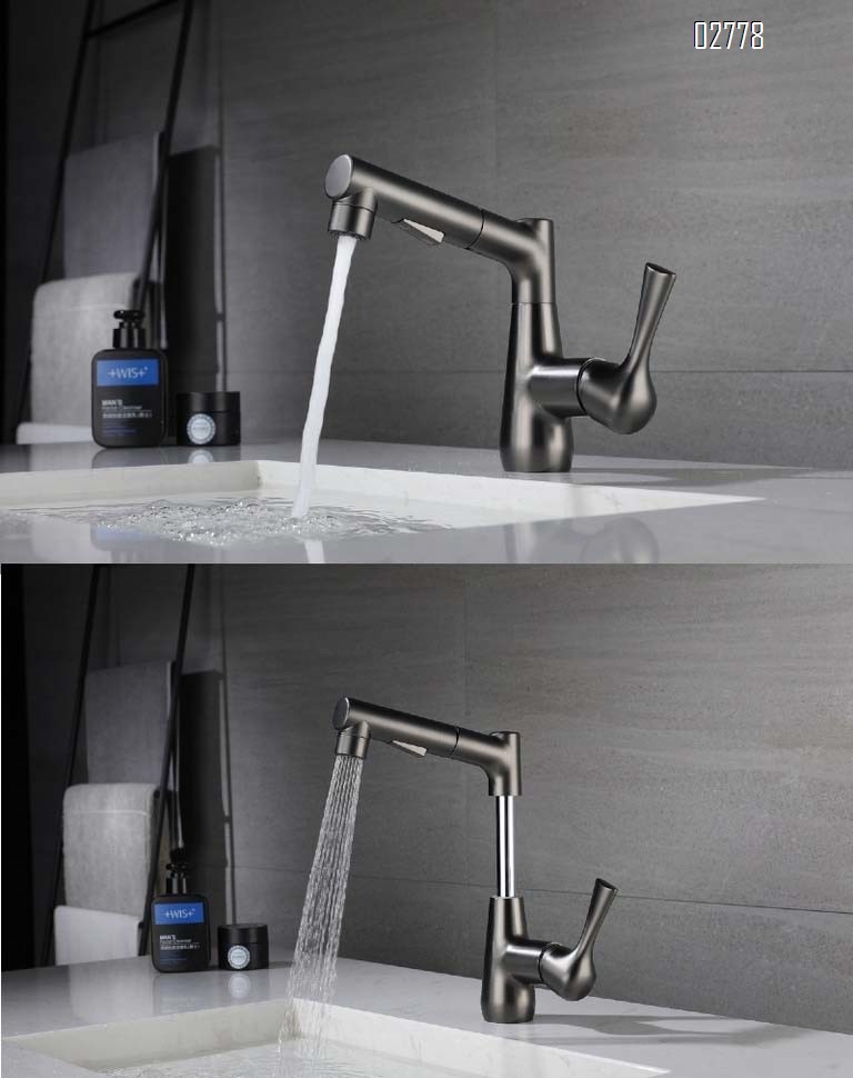 Zinc Alloy Pull-out multi-functional lifting faucet cold and hot faucet bathroom gunmetal gray wash basin wash basin faucet