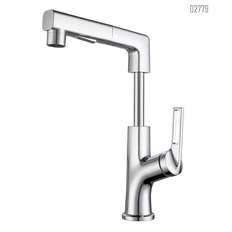 Zinc Alloy Pull-out multi-functional lifting faucet cold and hot faucet bathroom gunmetal gray wash basin Chrome finishied faucet