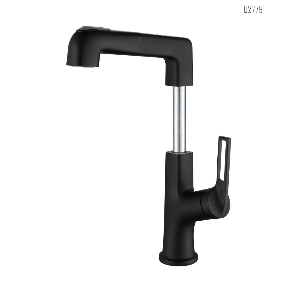 Zinc Alloy Pull-out multi-functional lifting faucet cold and hot faucet bathroom gunmetal gray wash basin Chrome finishied faucet