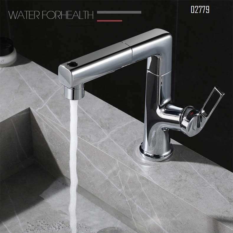 Zinc Alloy Pull-out multi-functional lifting faucet cold and hot faucet bathroom gunmetal gray wash basin Chrome finishied faucet