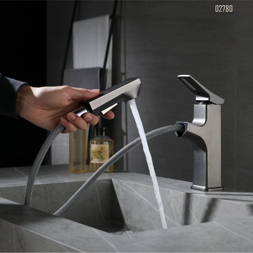 Luxury Zinc Alloy Pull-out minimalist baisn  faucet cold and hot water bathroom wash for toilet  basin faucet