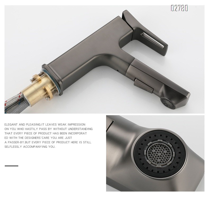 Luxury Zinc Alloy Pull-out minimalist baisn  faucet cold and hot water bathroom wash for toilet  basin faucet
