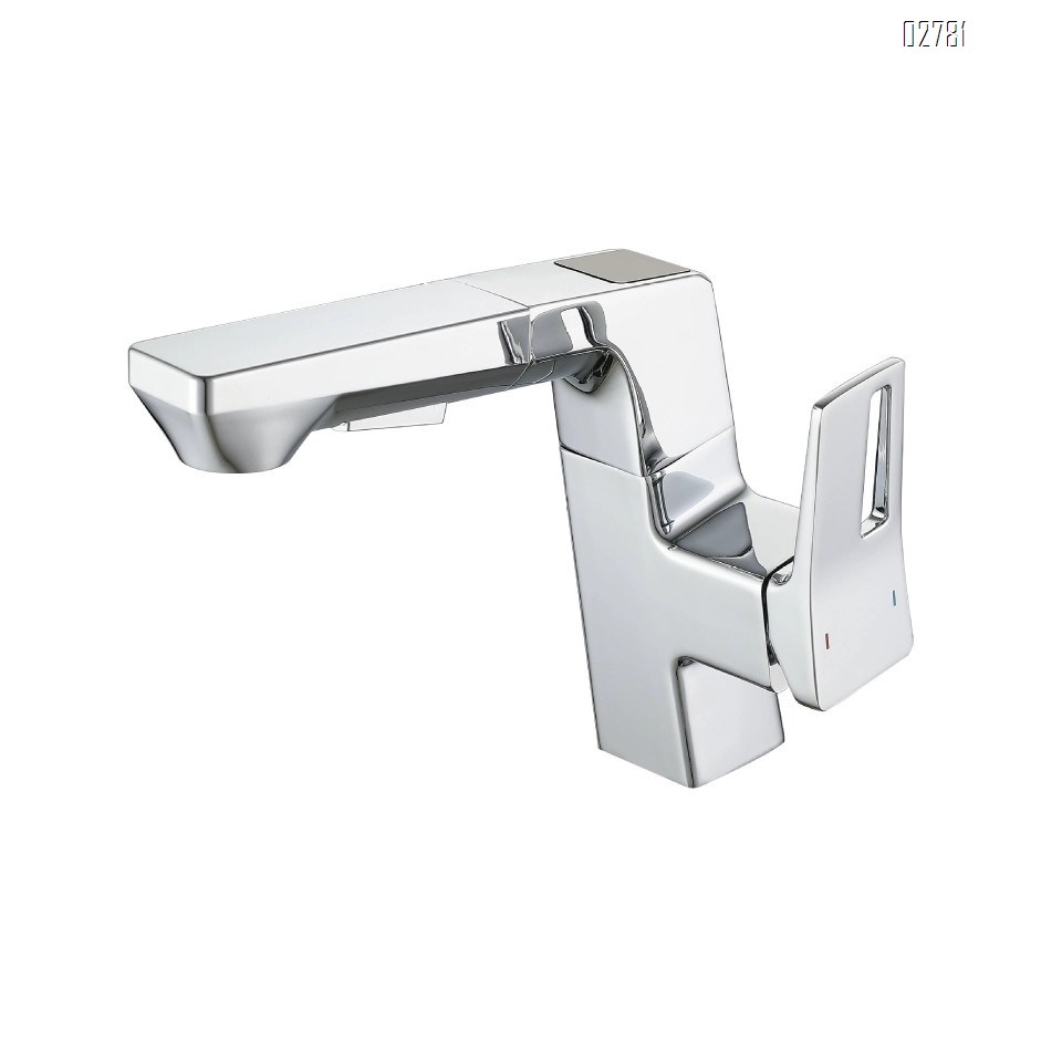 Luxury Zinc Alloy Pull-out cold and hot basin faucet gun gray bathroom wash basin rotate faucet with Chrome Finished