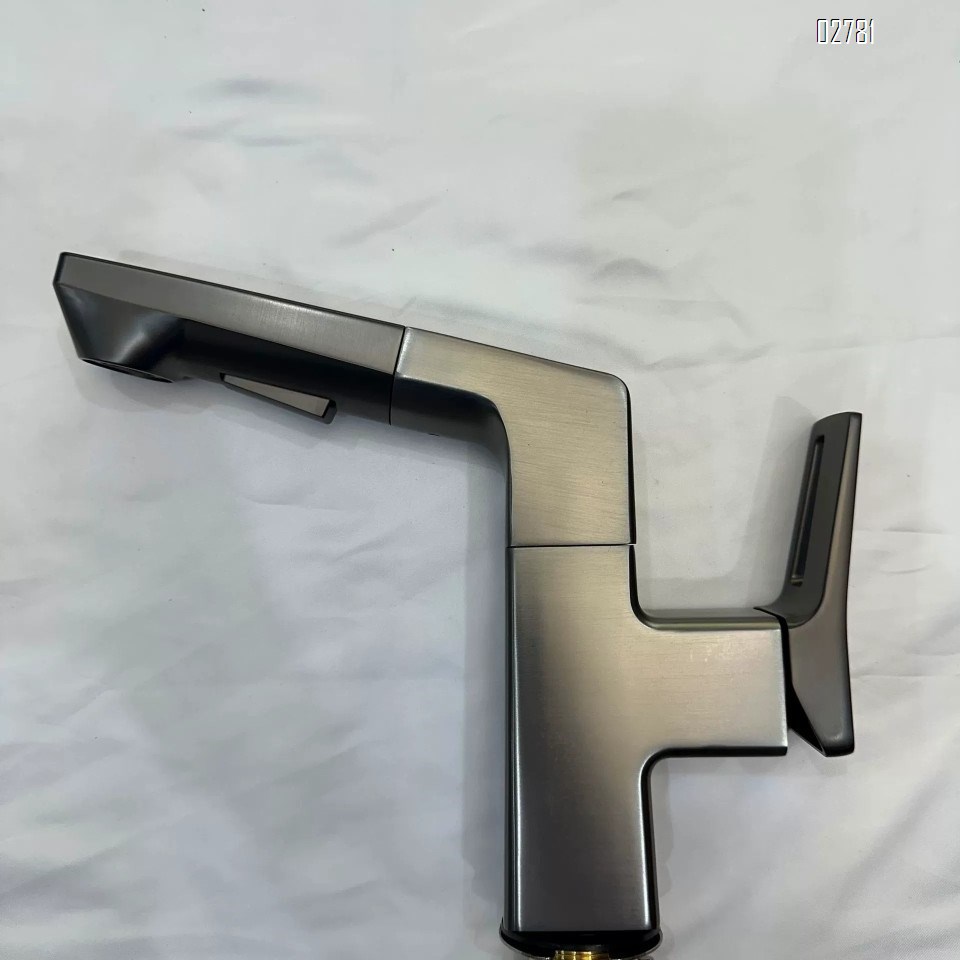Luxury Zinc Alloy Pull-out cold and hot basin faucet gun gray bathroom wash basin rotate faucet with Chrome Finished