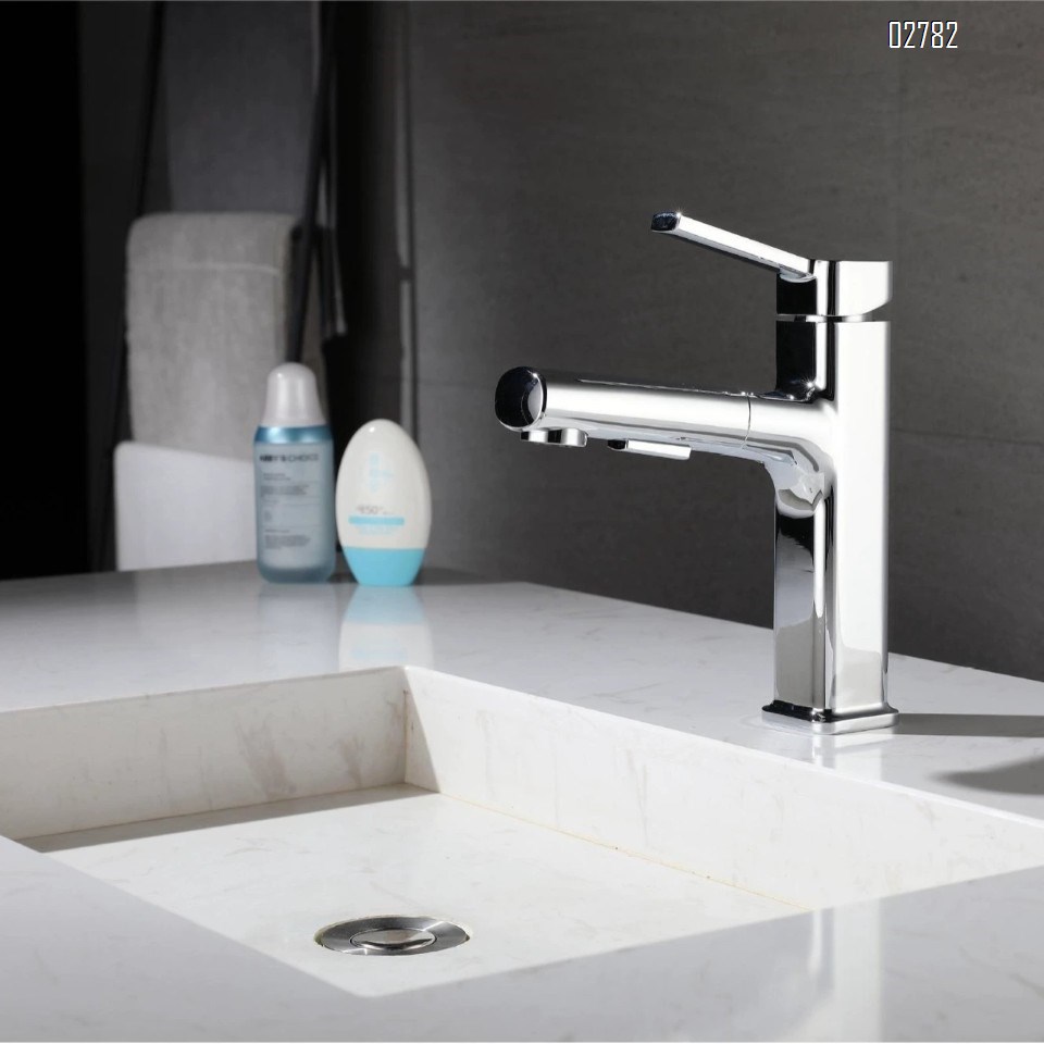 Modern style Zinc alloy Pull-out cold and hot water basin faucet splash-proof rotatable home wash basin bathroom toilet with Brushed finished