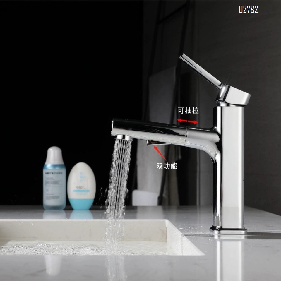 Modern style Zinc alloy Pull-out cold and hot water basin faucet splash-proof rotatable home wash basin bathroom toilet with Brushed finished