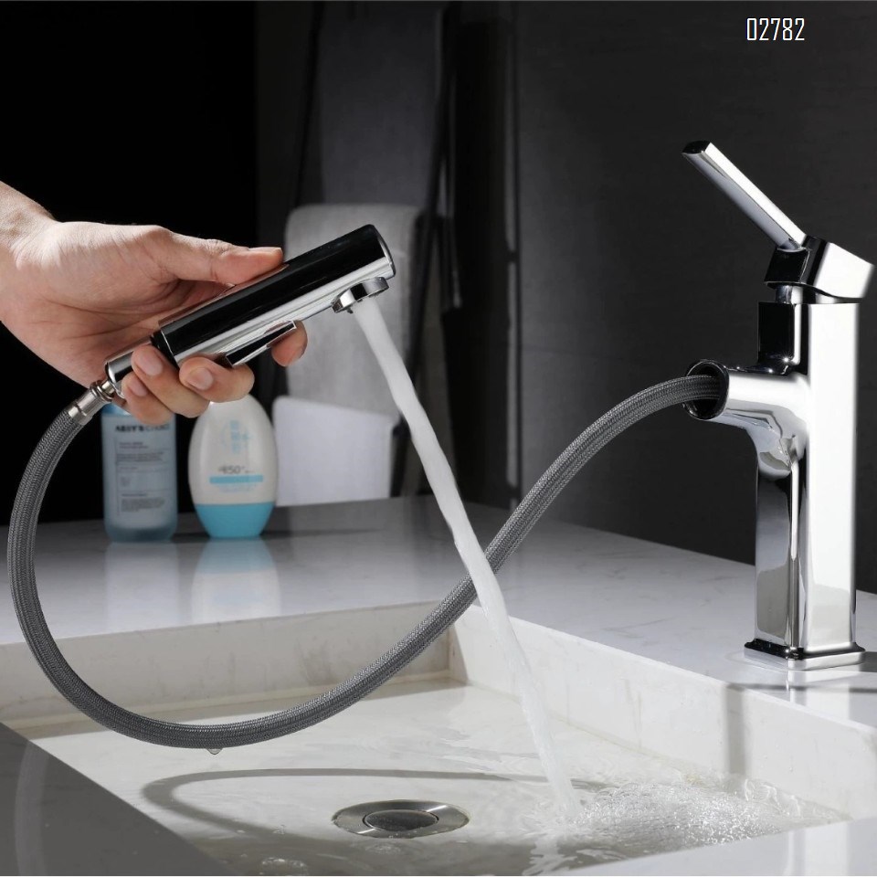 Modern style Zinc alloy Pull-out cold and hot water basin faucet splash-proof rotatable home wash basin bathroom toilet with Brushed finished