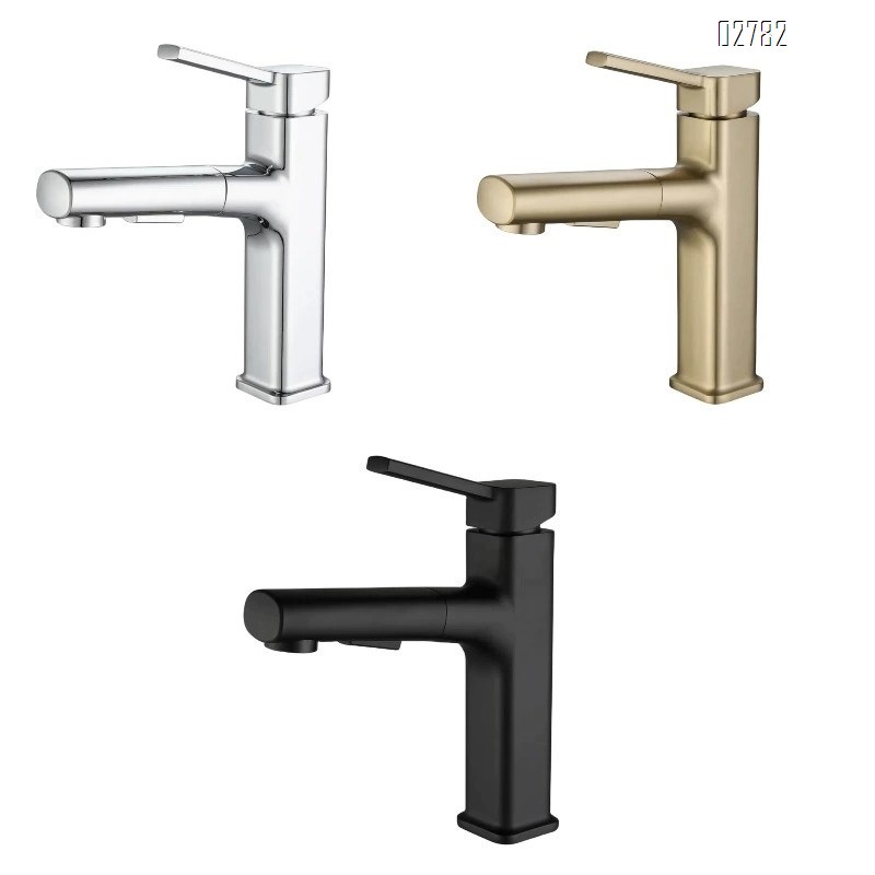 Modern style Zinc alloy Pull-out cold and hot water basin faucet splash-proof rotatable home wash basin bathroom toilet with Brushed finished