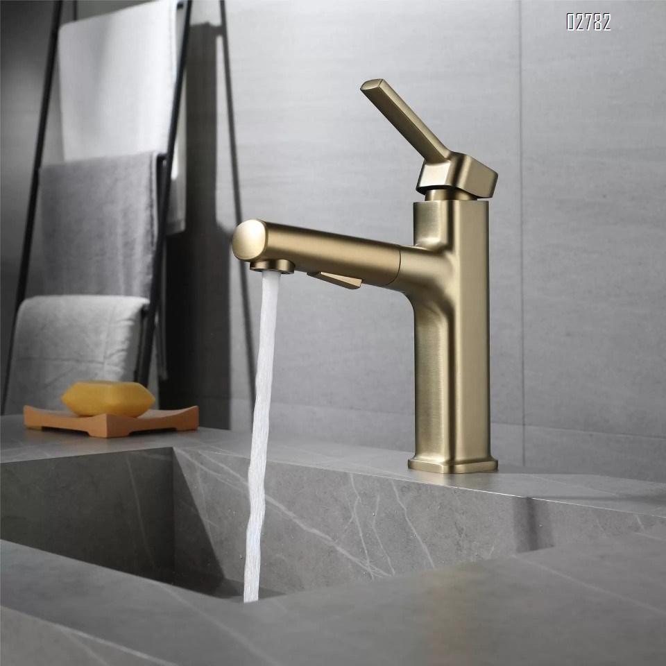 Modern style Zinc alloy Pull-out cold and hot water basin faucet splash-proof rotatable home wash basin bathroom toilet with Brushed finished