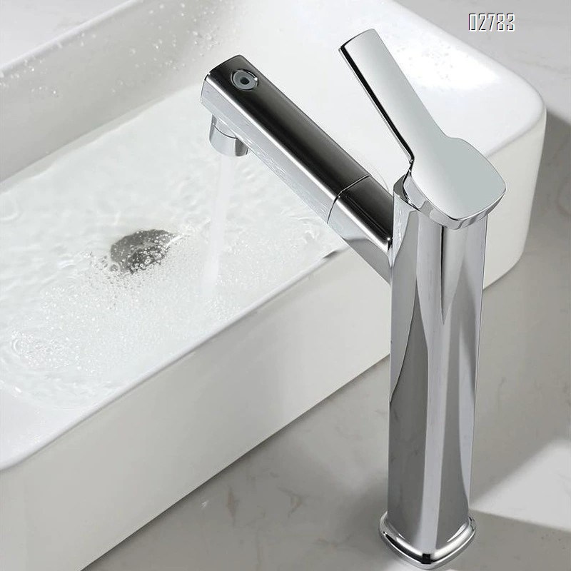 Luxury Zinc alloy Gunmetal gray wash basin with pull-out Basin faucet for home bathroom cold and hot water tap