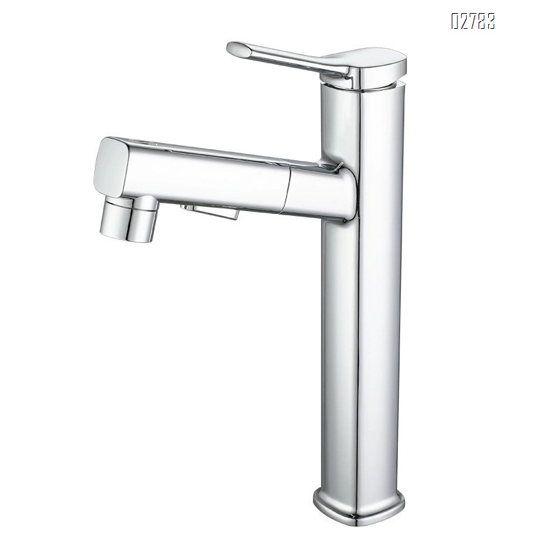 Luxury Zinc alloy Gunmetal gray wash basin with pull-out Basin faucet for home bathroom cold and hot water tap