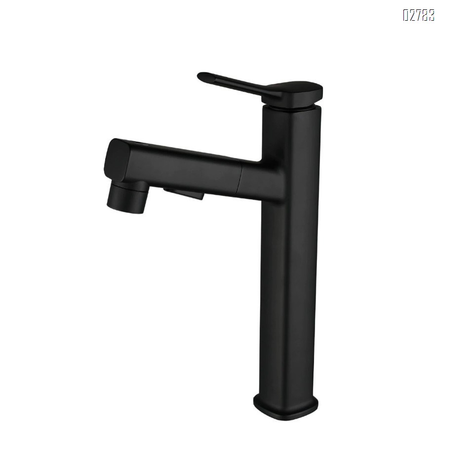 Luxury Zinc alloy Gunmetal gray wash basin with pull-out Basin faucet for home bathroom cold and hot water tap