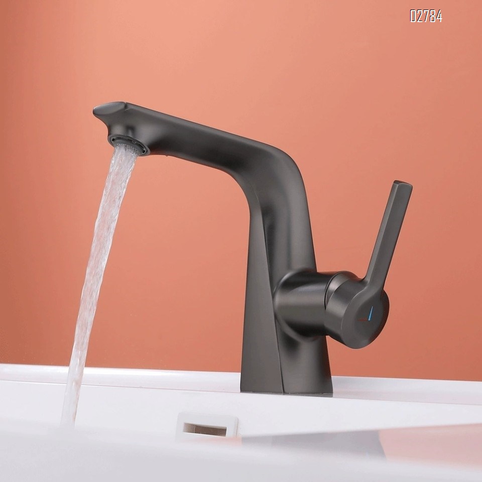 High-end Simple Brass Hot and Cold Basin Faucet Bathroom Under-counter Sink Ceramic Valve Core Tap with Brushed Finished