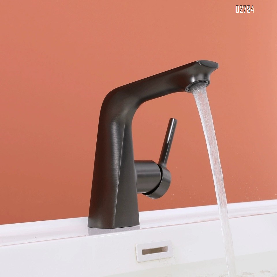 High-end Simple Brass Hot and Cold Basin Faucet Bathroom Under-counter Sink Ceramic Valve Core Tap with Brushed Finished