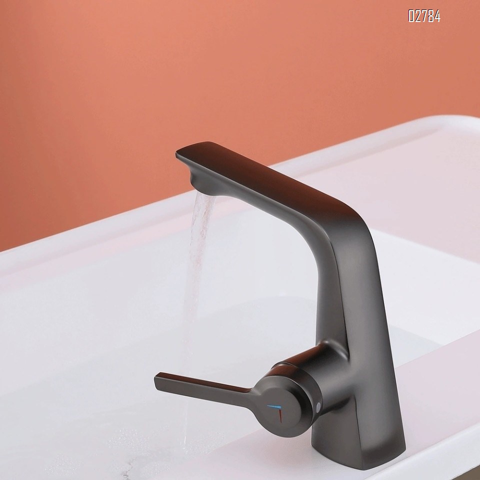 High-end Simple Brass Hot and Cold Basin Faucet Bathroom Under-counter Sink Ceramic Valve Core Tap with Brushed Finished
