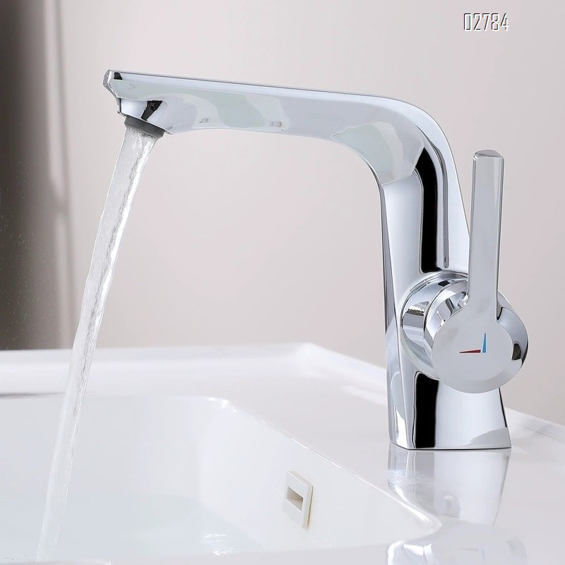 High-end Simple Brass Hot and Cold Basin Faucet Bathroom Under-counter Sink Ceramic Valve Core Tap with Brushed Finished