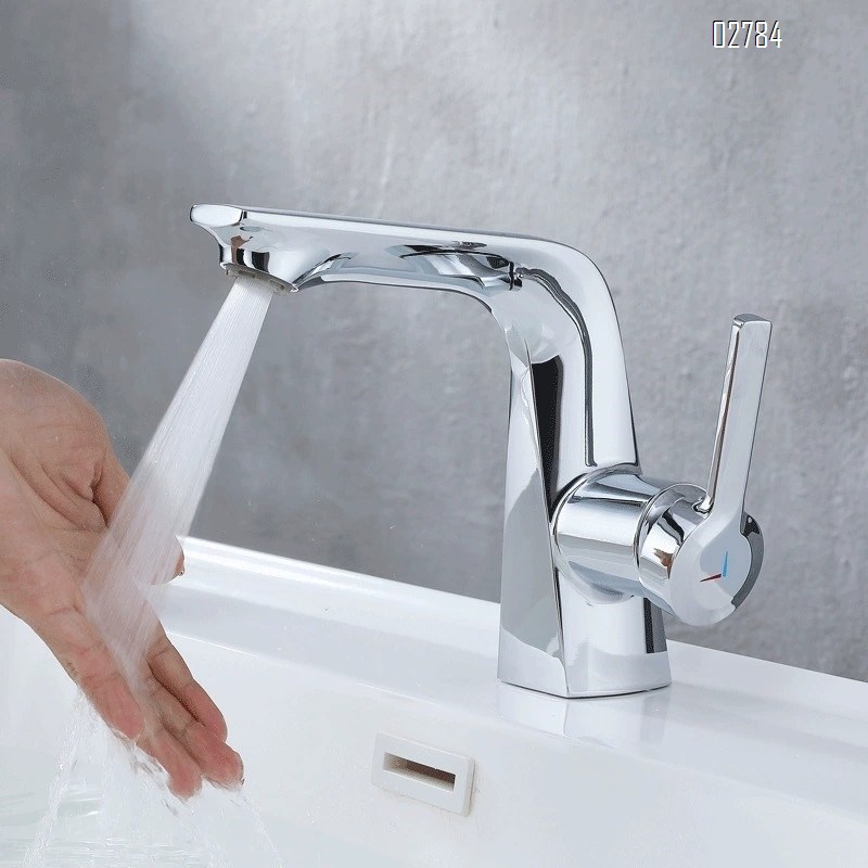 High-end Simple Brass Hot and Cold Basin Faucet Bathroom Under-counter Sink Ceramic Valve Core Tap with Brushed Finished