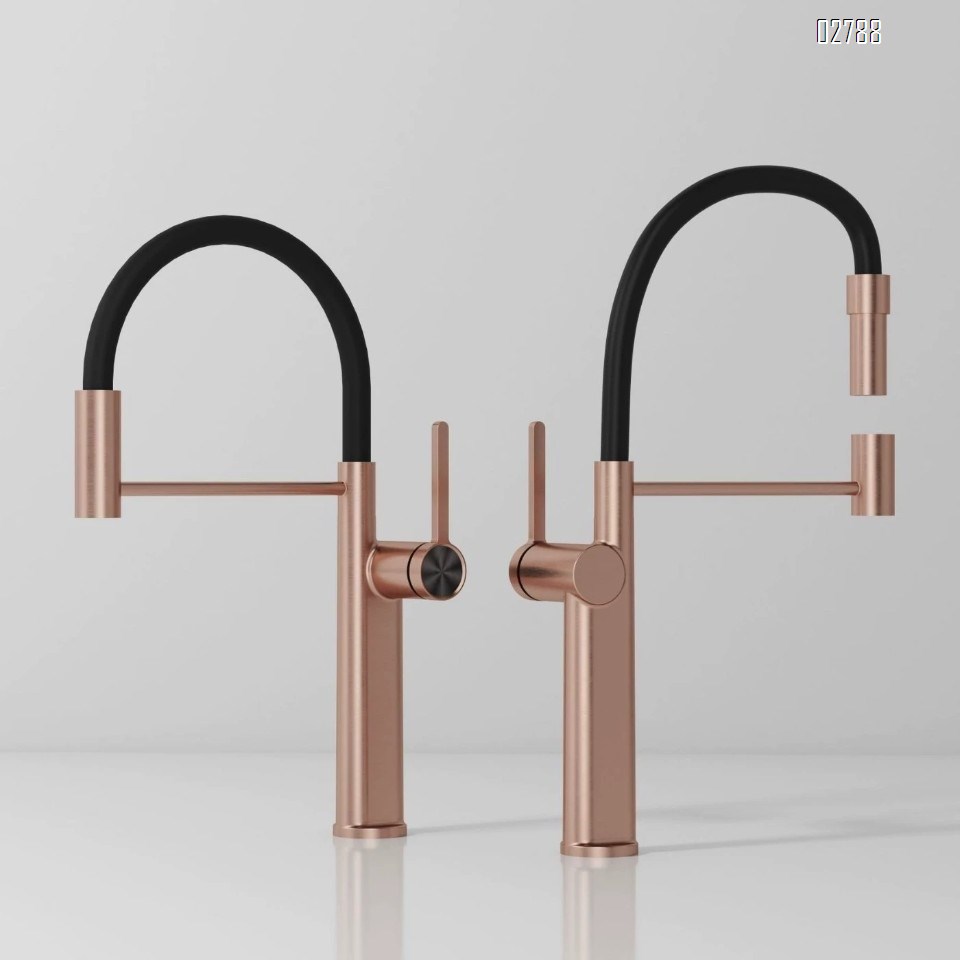Full Brass double mode kitchen faucet 360 degree rotatable multi-directional wash basin sink cold and hot water tap