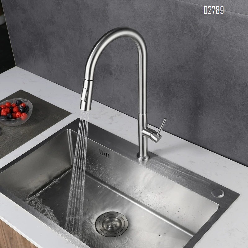 304 stainless steel pull-down Kitchen faucet with cold and hot water rotatable wash basin and retractable sink tap