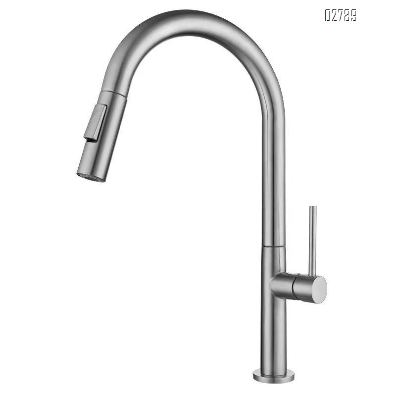 304 stainless steel pull-down Kitchen faucet with cold and hot water rotatable wash basin and retractable sink tap