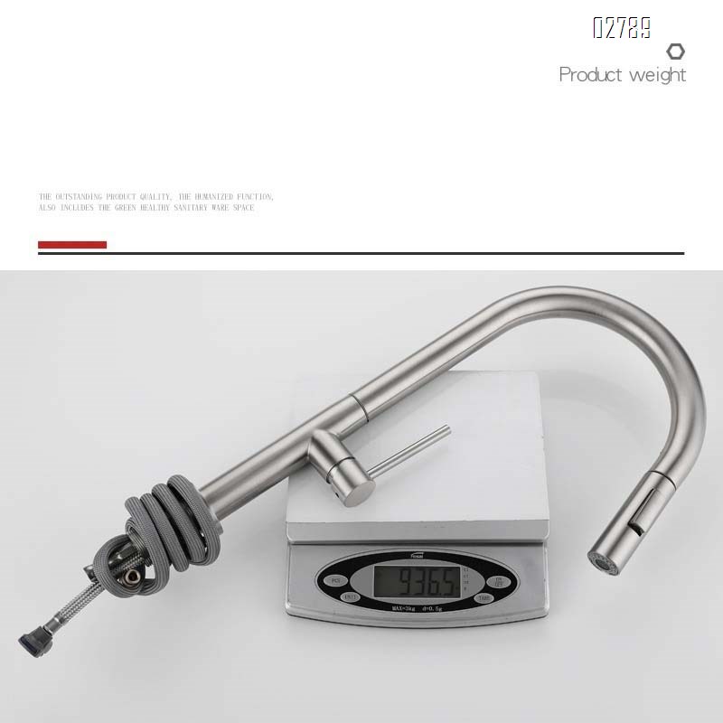 304 stainless steel pull-down Kitchen faucet with cold and hot water rotatable wash basin and retractable sink tap