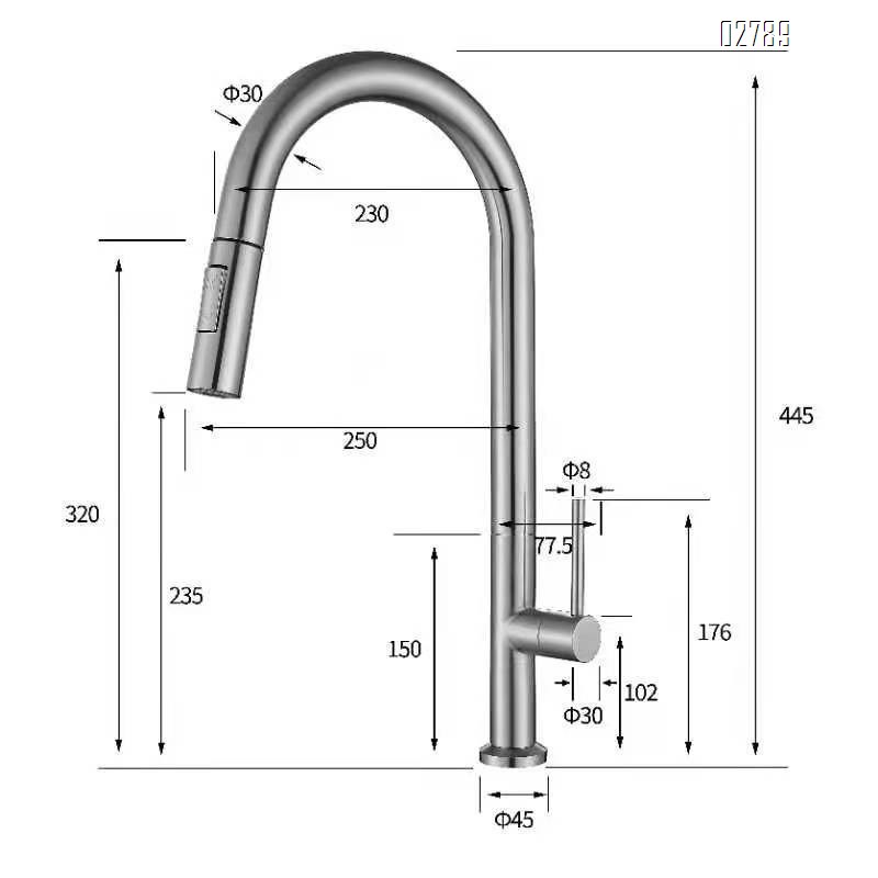 304 stainless steel pull-down Kitchen faucet with cold and hot water rotatable wash basin and retractable sink tap