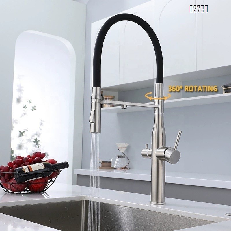 304 stainless steel brushed kitchen faucet water purifier three-in-one wash basin sink cold and hot water faucet