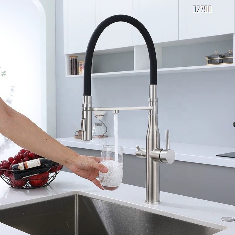 304 stainless steel brushed kitchen faucet water purifier three-in-one wash basin sink cold and hot water faucet