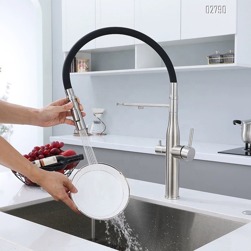 304 stainless steel brushed kitchen faucet water purifier three-in-one wash basin sink cold and hot water faucet