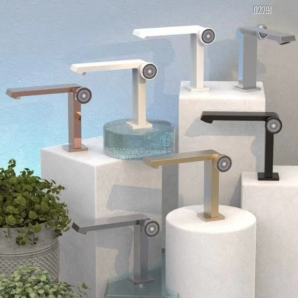 Luxury Brass basin faucet with unique handwheel switch for wash basin and bathroom vanity home use cold and hot water tap