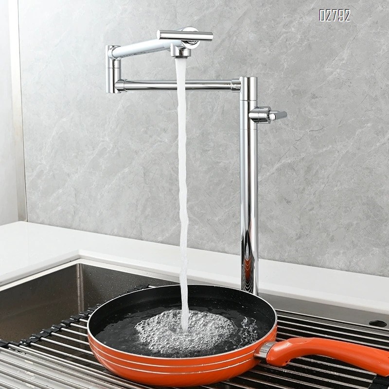 all Brass double switch folding faucet vertical kitchen stove balcony single cold water faucet with Chrome Finished