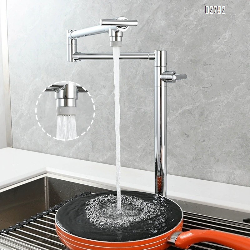 all Brass double switch folding faucet vertical kitchen stove balcony single cold water faucet with Chrome Finished