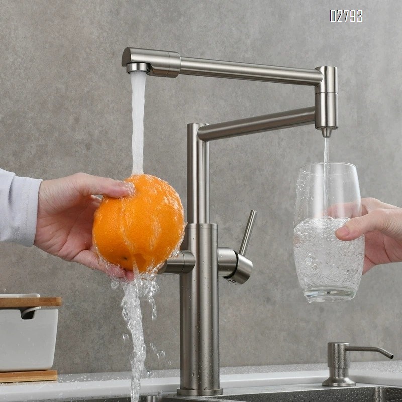 Brass folding kitchen faucet with cold and hot water two-in-one for pure water and regular water extended faucet for sinks and vegetable
