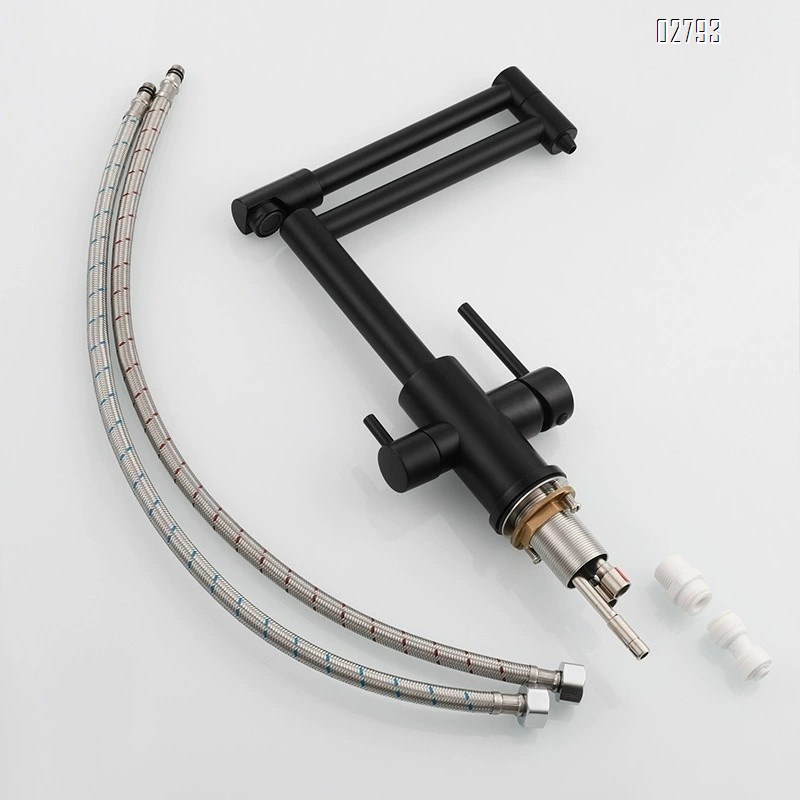 Brass folding kitchen faucet with cold and hot water two-in-one for pure water and regular water extended faucet for sinks and vegetable