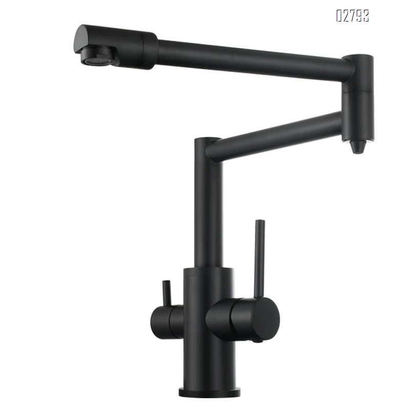 Brass folding kitchen faucet with cold and hot water two-in-one for pure water and regular water extended faucet for sinks and vegetable