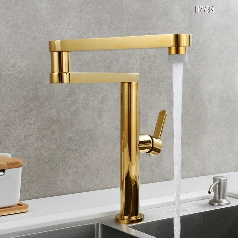 Brass Folding kitchen faucet sink wash basin extendable multi-directional cold and hot water rotating tap wash basin faucet