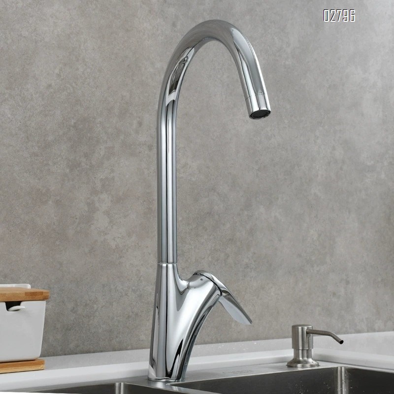 all Brass kitchen faucet with cold and hot water tap swivel spout for sink and basin for home use Chrome Finished