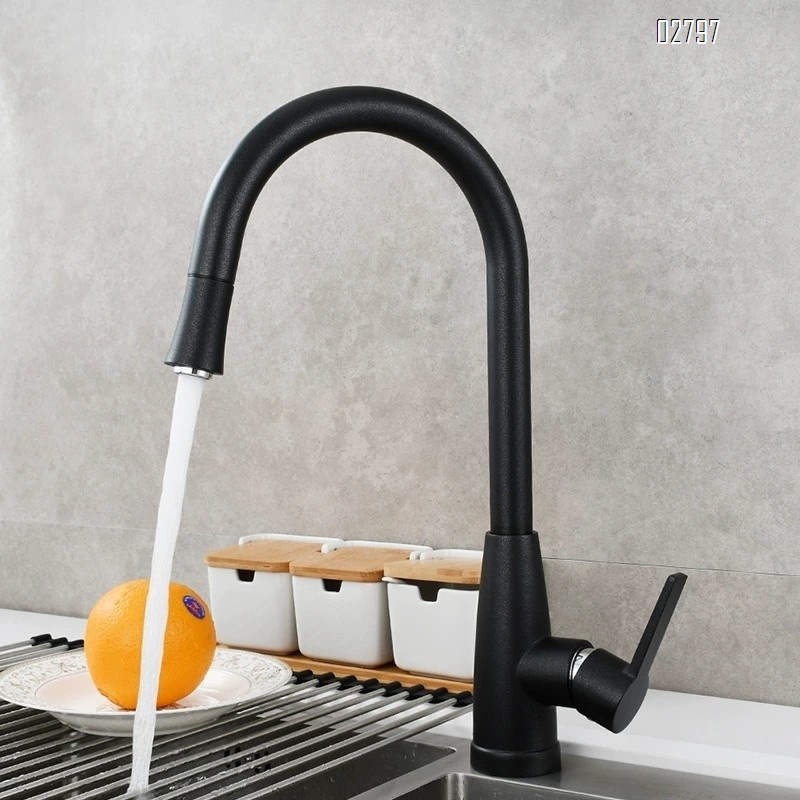 Luxury All Brass Pull-down KItchen Faucet Cold and hot water tap bathroom for basin washing tap Brushed Finished